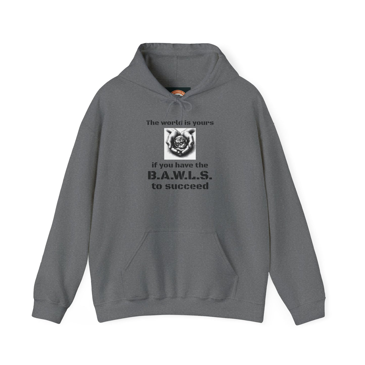 Motivational Hooded Sweatshirt - "The World is Yours" B.A.W.L.S. Message