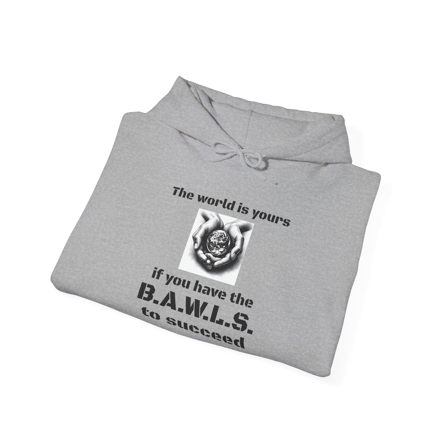 Motivational Hooded Sweatshirt - "The World is Yours" B.A.W.L.S. Message