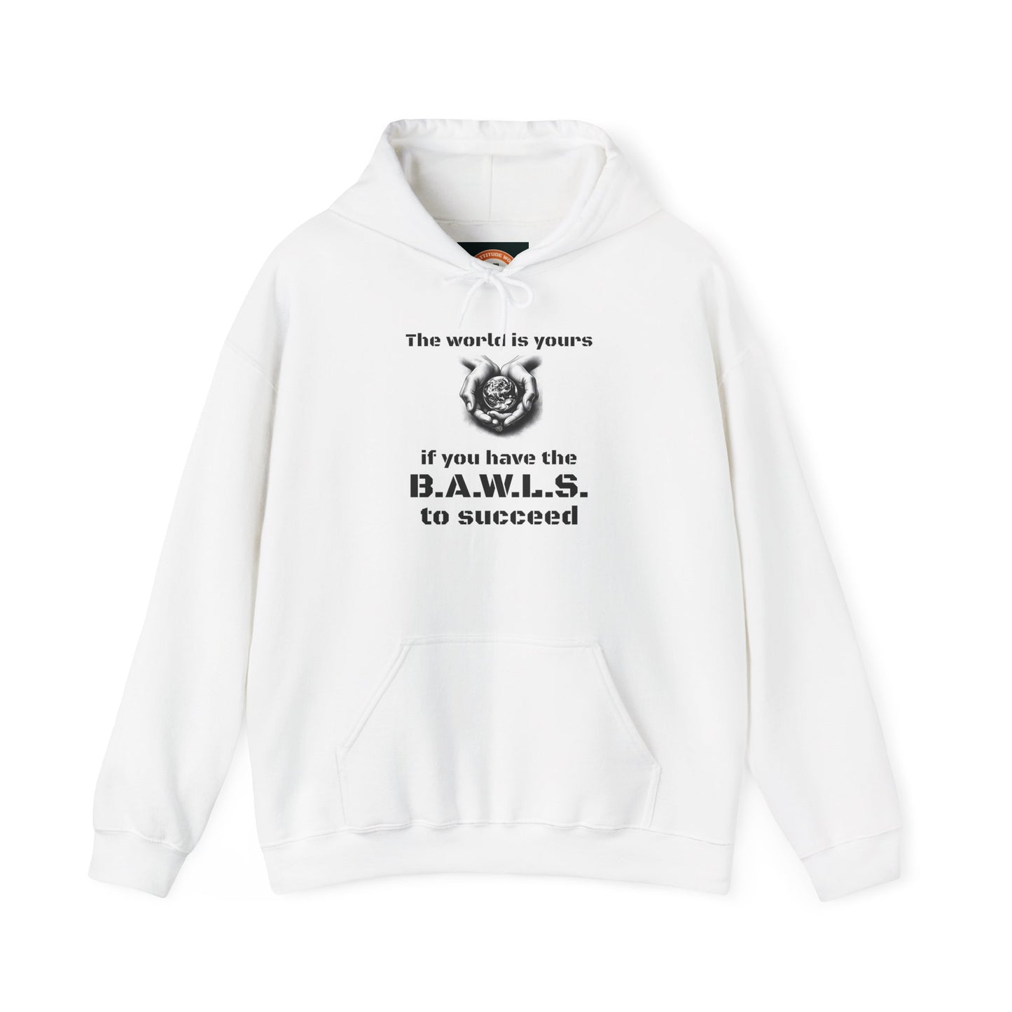 Motivational Hooded Sweatshirt - "The World is Yours" B.A.W.L.S. Message