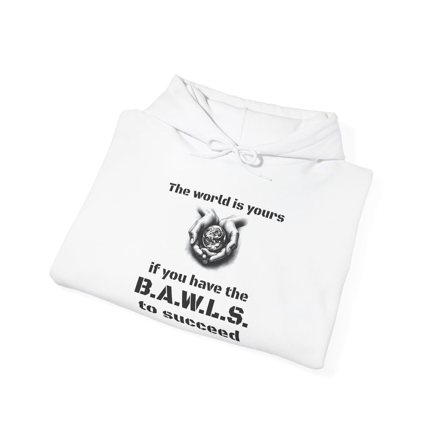 Motivational Hooded Sweatshirt - "The World is Yours" B.A.W.L.S. Message