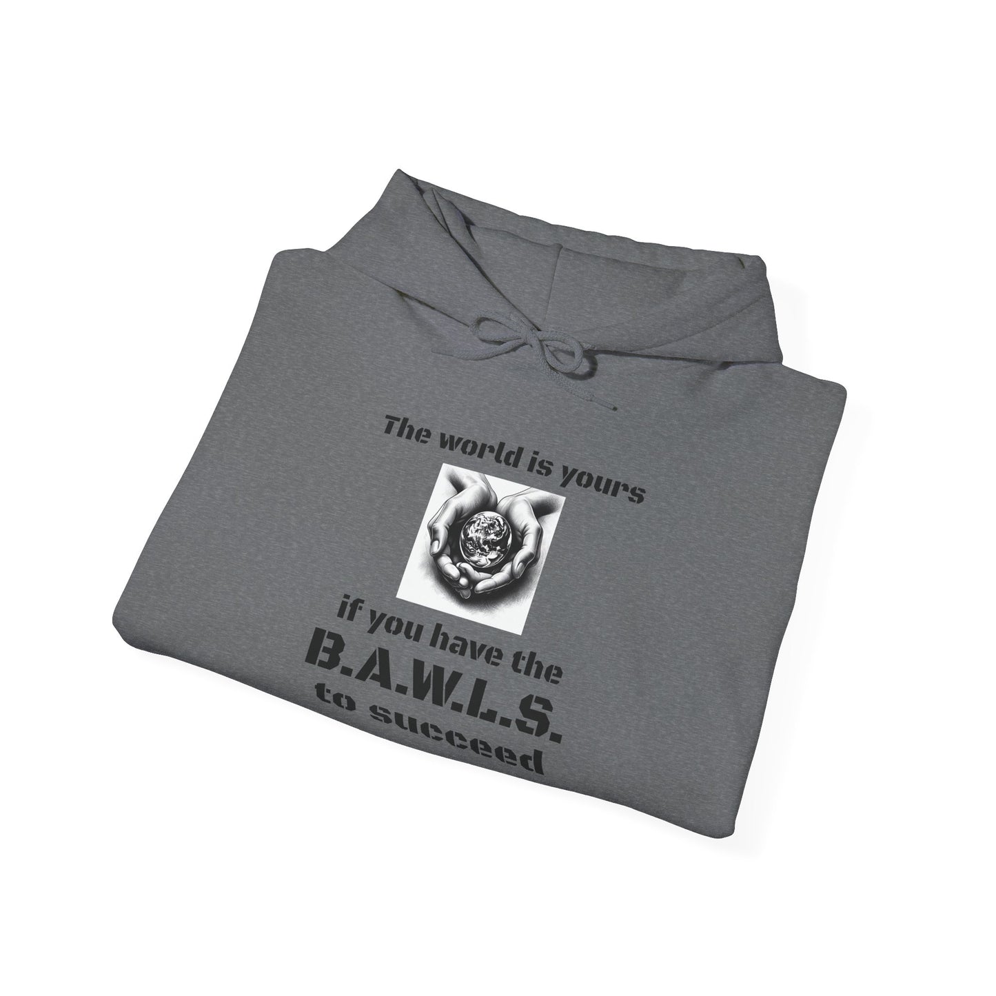 Motivational Hooded Sweatshirt - "The World is Yours" B.A.W.L.S. Message
