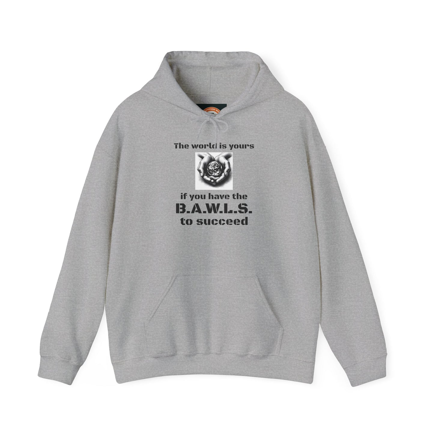 Motivational Hooded Sweatshirt - "The World is Yours" B.A.W.L.S. Message