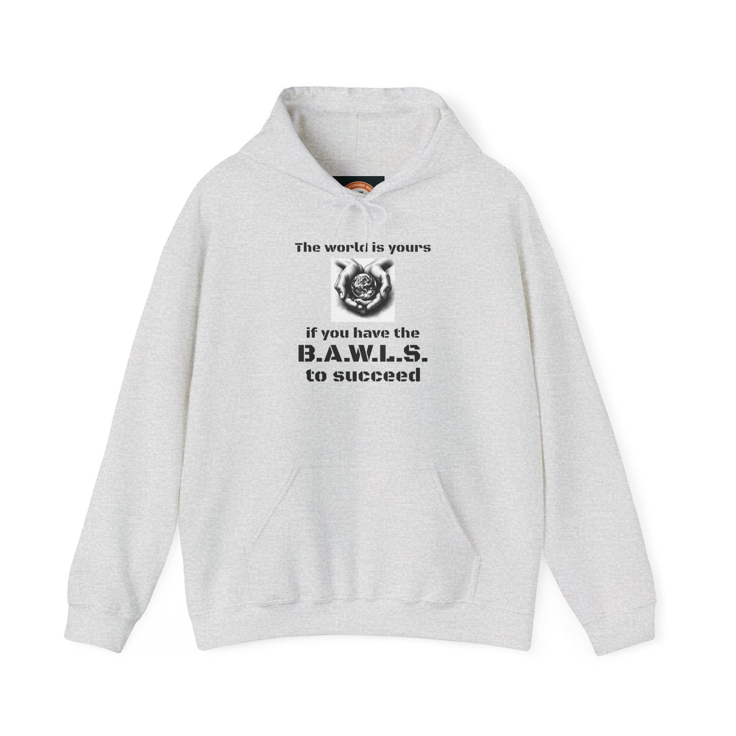 Motivational Hooded Sweatshirt - "The World is Yours" B.A.W.L.S. Message